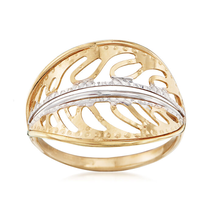 Italian 18kt Two-Tone Gold Leaf Ring