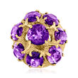 C. 1970 Vintage 14.70 ct. t.w. Amethyst Cluster Ring in 14kt Yellow Gold