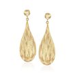 14kt Yellow Gold Over Sterling Silver Textured Teardrop Earrings