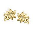 C. 1990 Vintage .15 ct. t.w. Diamond Leaf Earrings in 18kt Yellow Gold