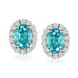 2.40 ct. t.w. Blue Zircon and .40 ct. t.w. Diamond Earrings in 14kt White Gold