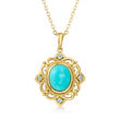 Turquoise and .10 ct. t.w. Sky Blue Topaz Pendant Necklace in 18kt Gold Over Sterling