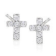 .11 ct. t.w. Diamond Cross Earrings in 14kt White Gold