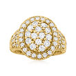 C. 1990 Vintage 1.55 ct. t.w. Diamond Ring in Textured and Polished 14kt Yellow Gold