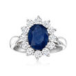 2.20 Carat Sapphire and .96 ct. t.w. Diamond Ring in 14kt White Gold