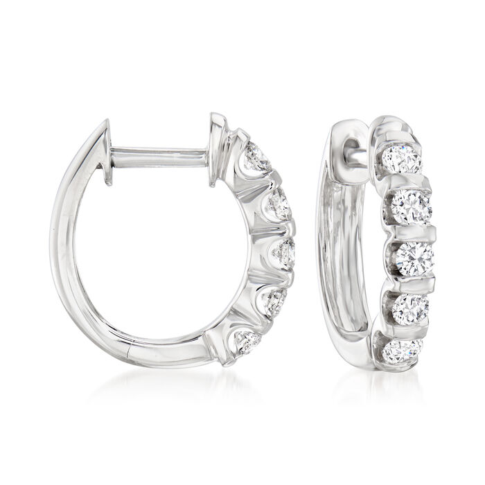 .50 ct. t.w. Diamond Huggie Hoop Earrings in 14kt White Gold. 1/2 ...