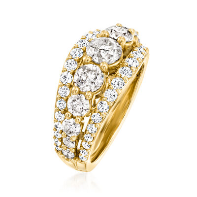 3.00 ct. t.w. Diamond Multi-Row Ring in 14kt Yellow Gold