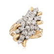 C. 1980 Vintage 2.20 ct. t.w. Diamond Cluster Ring in 14kt Yellow Gold