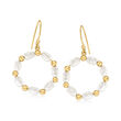 4x6mm Cultured Pearl and 18kt Gold Over Sterling Circle Drop Earrings