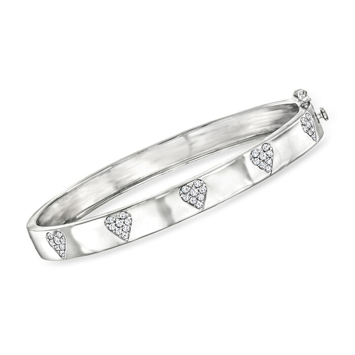 .50 ct. t.w. Diamond Heart Bangle Bracelet in Sterling Silver