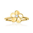 Diamond-Accented Flower Ring in 14kt Yellow Gold