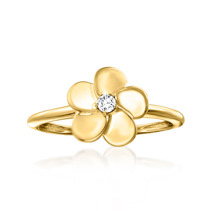 Diamond-Accented Flower Ring in 14kt Yellow Gold