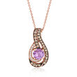 Le Vian .60 Carat Grape Amethyst and .23 ct. t.w. Chocolate Diamond Pendant Necklace with Vanilla Diamond Accents in 14kt Strawberry Gold