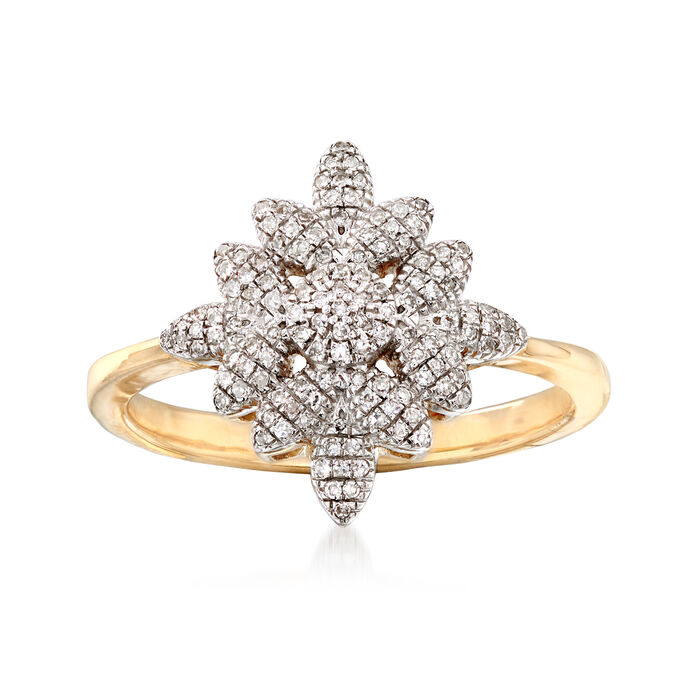 .17 ct. t.w. Diamond Floral Ring in 14kt Yellow Gold