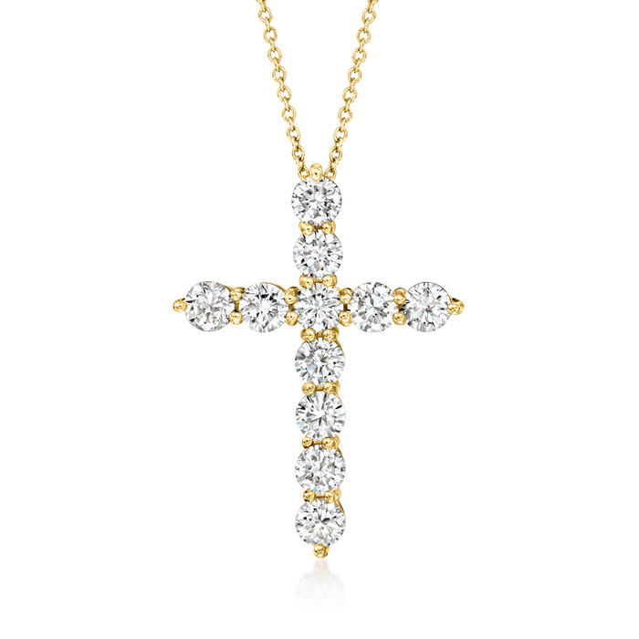 2.00 ct. t.w. Lab-Grown Diamond Cross Pendant Necklace in 14kt Yellow Gold