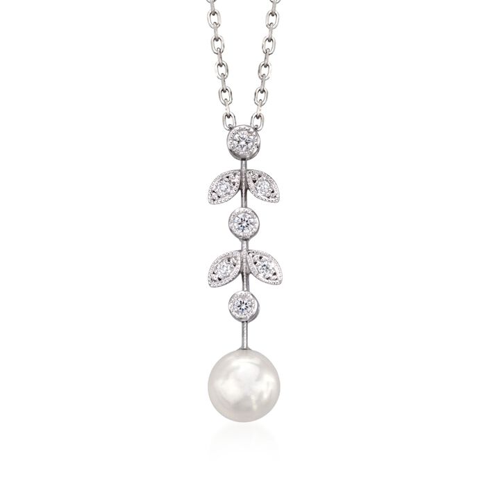 Mikimoto 6.5mm A+ Akoya Pearl Drop Pendant Necklace with Diamond Accents in 18kt White Gold