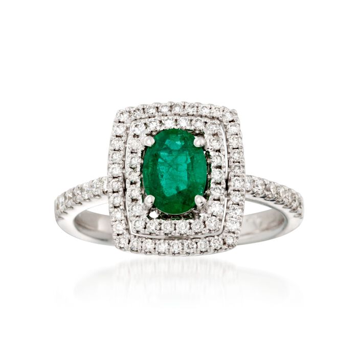 .80 Carat Emerald and .49 ct. t.w. Diamond Ring in 18kt White Gold