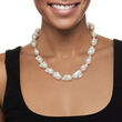 12-15mm Cultured Baroque Pearl Necklace with 14kt Yellow Gold 18-inch