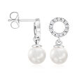 6.5-7mm Cultured Akoya Pearl and .20 ct. t.w. Diamond Circle Drop Earrings in 14kt White Gold