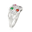 Personalized Ring in Sterling Silver - 2 to 7 Birthstones