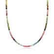 50.00 ct. t.w. Multicolored Tourmaline Bead Necklace with 14kt Yellow Gold Magnetic Clasp