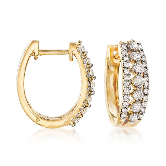 1.00 ct. t.w. Diamond Three-Row Hoop Earrings in 14kt Yellow Gold