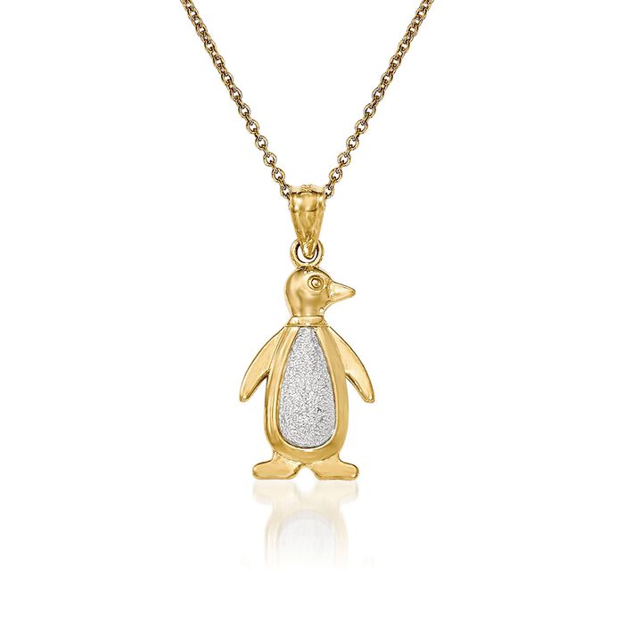 14kt Two-Tone Gold Penguin Pendant Necklace