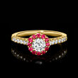 .75 ct. t.w. Lab-Grown Diamond Ring with .20 ct. t.w. Rubies in 14kt Yellow Gold