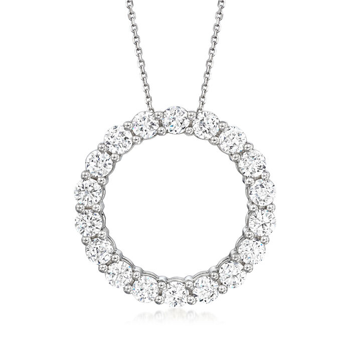 2.00 ct. t.w. Diamond Eternity Circle Pendant Necklace in 14kt White Gold