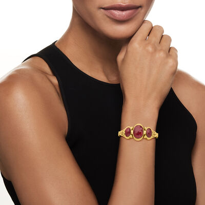 35.00 ct. t.w. Ruby Toggle Bracelet in 18kt Gold Over Sterling