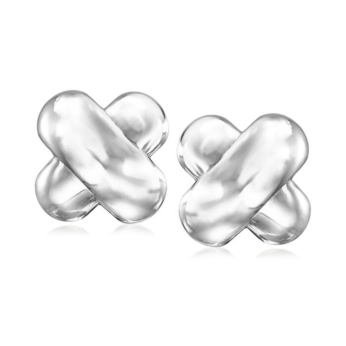 Italian Sterling Silver Puffed X Earrings