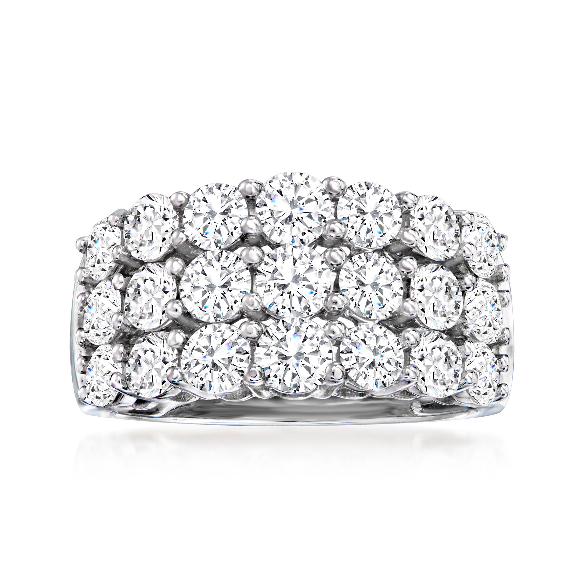 3.00 ct. t.w. Diamond Three-Row Ring in 14kt White Gold | Ross 