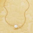 8-8.5mm Cultured Pearl Curved Bar Necklace with Diamond Accents in 14kt Yellow Gold