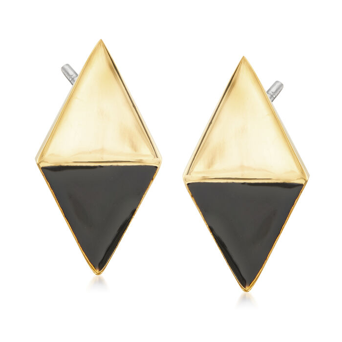 Via Collection Goldtone Kite-Shaped Earrings with Black Enamel