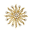 C. 1950 Vintage 4mm Cultured Pearl and 1.00 ct. t.w. Diamond Starburst Pin/Pendant in 14kt Yellow Gold