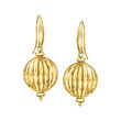 Italian 18kt Gold Over Sterling Fluted Bead Drop Earrings