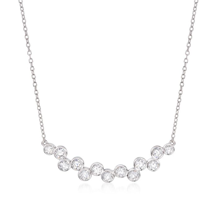 1.20 ct. t.w. Staggered CZ Necklace in Sterling Silver