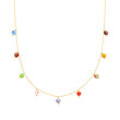 Italian Multicolored Murano Glass Bead Charm Necklace in 14kt Yellow Gold
