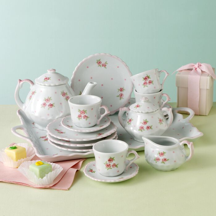 Child's &quot;Sweet Rose&quot; 16-pc. Porcelain Tea Set