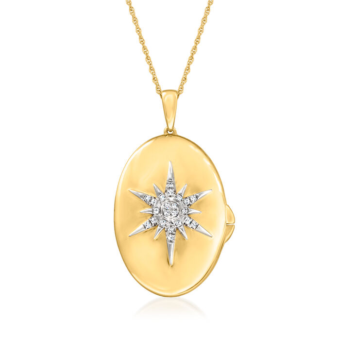 .10 ct. t.w. Diamond North Star Locket Necklace in 18kt Gold Over Sterling