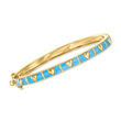 Turquoise Heart Enamel Bangle Bracelet in 18kt Gold Over Sterling