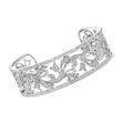 .50 ct. t.w. Diamond Floral Filigree Cuff Bracelet in Sterling Silver