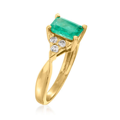 1.70 Carat Emerald and .24 ct. t.w. Diamond Ring in 14kt Yellow Gold