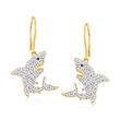 .50 ct. t.w. White and Black Diamond Shark Drop Earrings in 18kt Gold Over Sterling