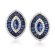 5.40 ct. t.w. Sapphire and .64 ct. t.w. Diamond Marquise-Shaped Earrings in 18kt White Gold