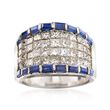 C. 1990 Vintage 2.70 ct. t.w. Diamond and 1.30 ct. t.w. Sapphire Ring in 18kt White Gold