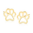 10kt Yellow Gold Paw Print Earrings