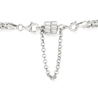 Italian Sterling Silver Magnetic Clasp Converter with Safety Chain
