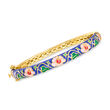 Multicolored Enamel Floral Bangle Bracelet in 18kt Gold Over Sterling