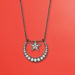 1.89 ct. t.w. White Topaz Star and Moon Necklace in Sterling Silver with Black Rhodium